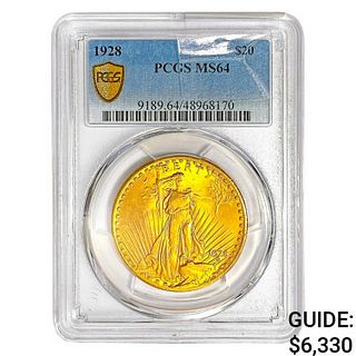 1928 $20 Gold Double Eagle PCGS MS64