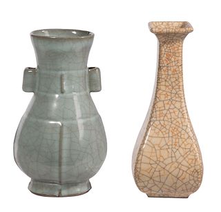 Chinese Celadon Crackle Glaze Vases