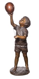 Jo Saylors (American, 1932-2018) 'Boy with Balloon' Bronze Sculpture