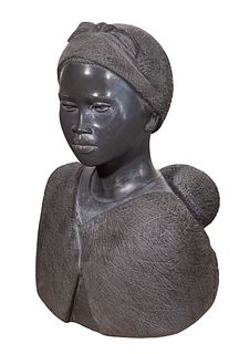 Casper Darere (South African, 1952-2001) Woman and Child Stone Sculpture