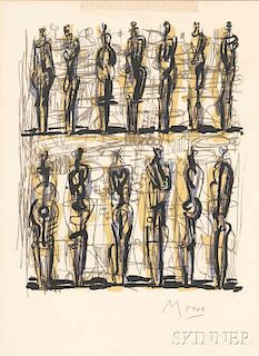 Henry Moore (British, 1898-1986)      Thirteen Standing Figures
