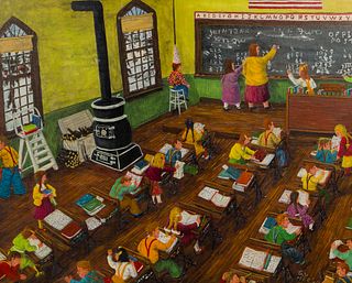 Gerald Lee Nees (American, b.1938) 'Good Old School Days' Oil on Canvas Board