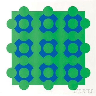 Victor Vasarely (Hungarian/French, 1908-1997)      Untitled (Blue and Green).