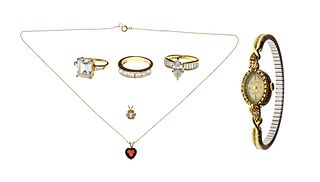 14k Yellow Gold and Cubic Zirconia Jewelry Assortment