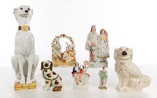 Staffordshire and Italian Pottery Figure Assortment