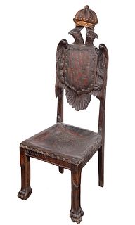 Spanish Double-Headed Eagle Carved Wood Chair