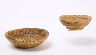 Two Early Small Footed Burl Bowls