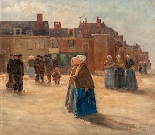 Johan Antoinie de Jonge (Dutch, 1864-1927)      The Two Sisters/A Bustling Village View