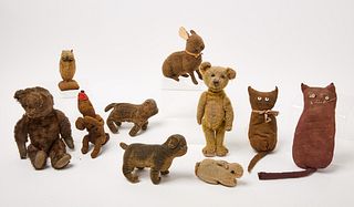 Ten Antique Handmade Toys and Sewing Pin Cushions