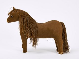 19th Century Stuffed Toy Horse in Brown Cloth