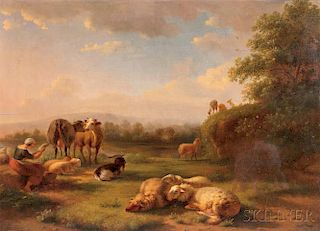 Balthasar Paul Ommeganck (Flemish, 1755-1826)      Shepherdess with Sheep and Cows