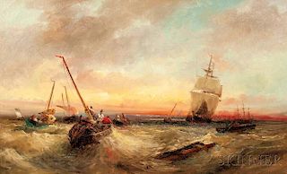 William Edward Webb (British, 1862-1903)      Wreckers on a Rough Sea