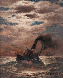 James Gale Tyler (American, 1855-1931)      Tug on Moonlit Waters