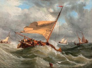 Continental School, 19th Century      Sailing Vessels in Perilous Seas