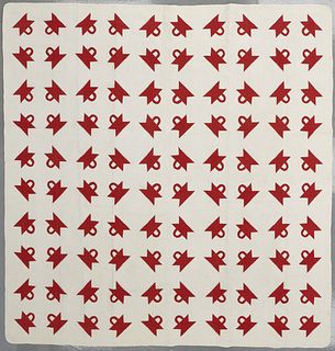 Interesting Red and White Baskets Quilt