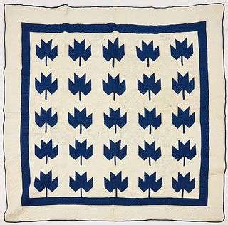 Blue and White Pieced Friendship quilt