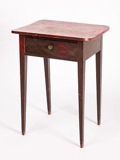 Red Painted Side Table with Drawer