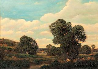 Henry Pember Smith (American, 1854-1907)      Fields and Distant Farm