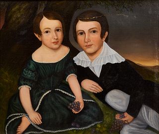 Portrait of Two Children with Grapes