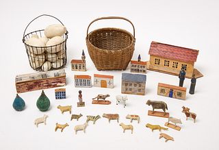 Noah's Ark and Wood Eggs in Baskets