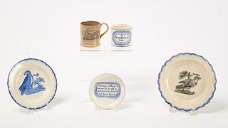 Child's Creamware Items with Transfer Work