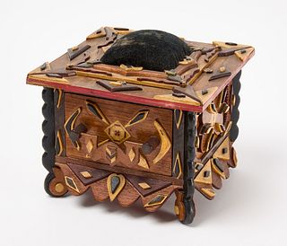 Folk Art Paint Decorated Sewing Box