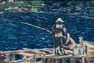 George Benjamin Luks (American, 1867-1933)      Fishing Scene