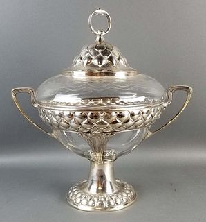 A WMF Art Nouveau Silver plated and Glass Punch Bowl