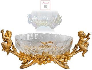 Large 19th C. French Baccarat Crystal & Bronze Centerpiece