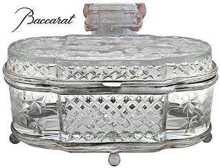 Large 19th C. French Silver Plated Baccarat Crystal Box
