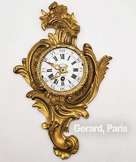 19th C. French Bronze Wall Clock, Signed By Gerard, Paris