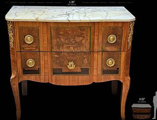 Late 18th C. French Louis Style XV Marquetry Bronze Mounted Commode