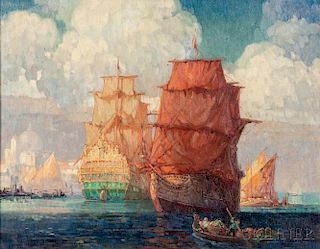 Frederic Milton Grant (American, 1886-1959)      Sailing Ships at Venice