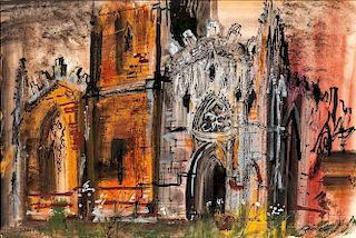 John Piper (British, 1903-1992)      Gothic Church Facade