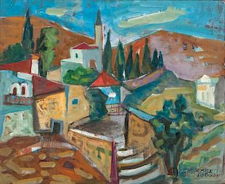 Yaacov Eisenscher (Israeli, 1896-1980)      Hillside Village