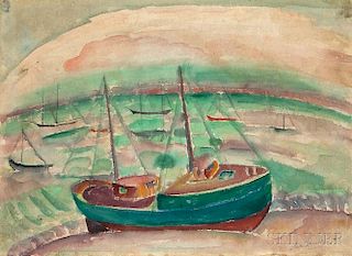 William Zorach (American, 1887-1966)      Vessel in a Harbor
