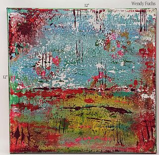 Textured Acrylic Modern Abstract on Canvas Painting Signed By Wendy Fuchs
