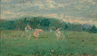 Arthur Bowen Davies (American, 1863-1928)      Dancing Nymphs in a Landscape