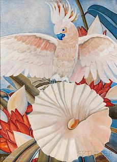 James McCracken (American, 1875-1967)      Cockatoo and White Bloom