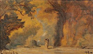 Louis Michel Eilshemius (American, 1864-1941)      Autumn Landscape with Nude