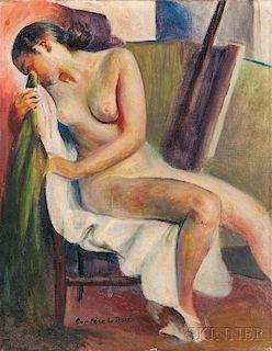Guy Pène Du Bois (American, 1884-1958)      Female Nude in Chair