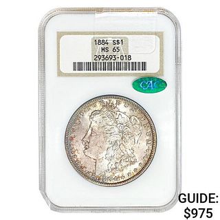 1884 CAC Morgan Silver Dollar NGC MS65
