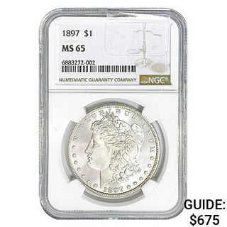 1897 Morgan Silver Dollar NGC MS65