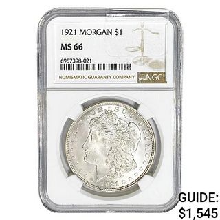 1921 Morgan Silver Dollar NGC MS66