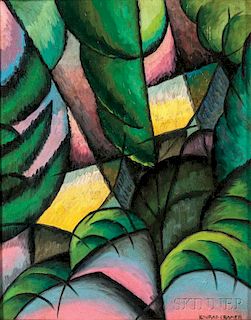 Konrad Cramer (American/German, 1888-1963)      Cubist Abstract with Palm Fronds