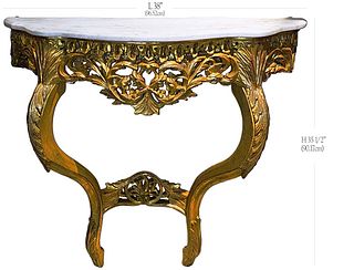 19th C. Marquetry Console Table