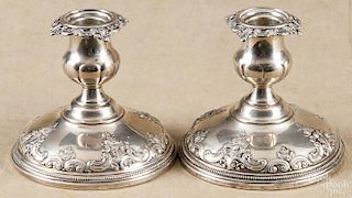 Pair of Wallace weighted sterling silver candlesticks, 4'' h.