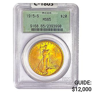 1915-S $20 Gold Double Eagle PCGS MS65