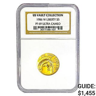 1986-W .2419oz. Gold $5 Liberty NGC PF69 UC