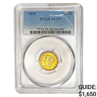 1855 $2.50 Gold Quarter Eagle PCGS AU55